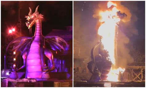 Un dragón mecánico se incendia durante un espectáculo en Disneyland